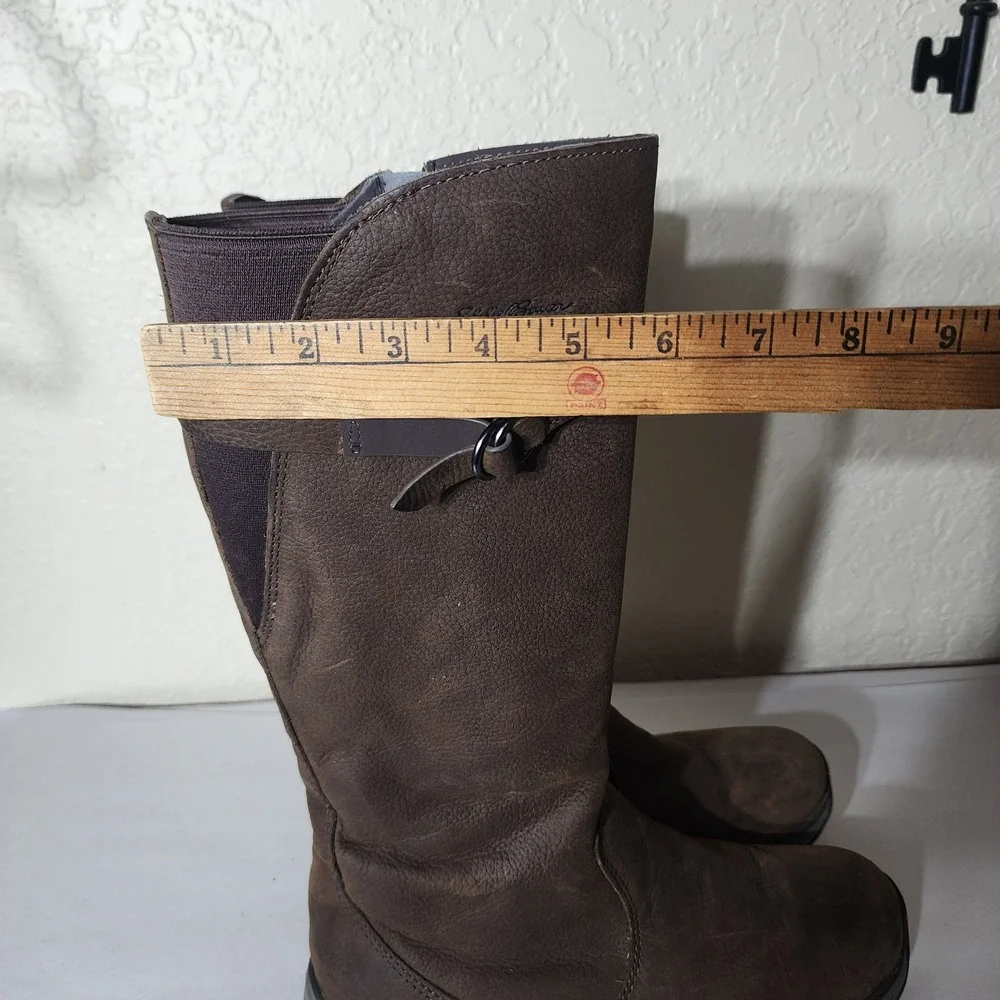 Eddie Bauer Huntley Tall Dark Brown Leather Boots Womens 8 61692237 FH20